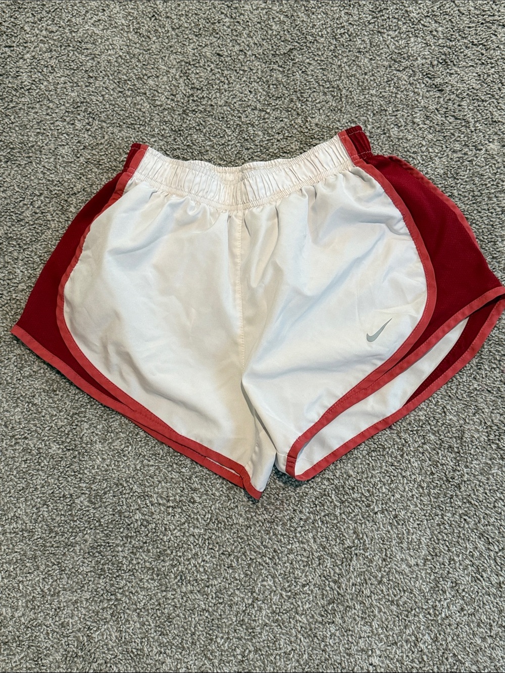 Nike White Athletic Shorts with Red Trim